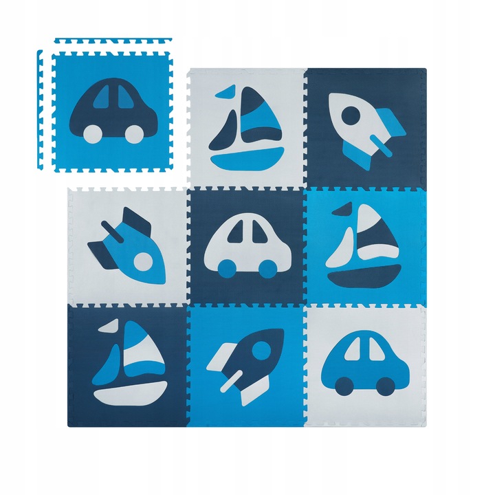 MATA PIANKOWA EVA PUZZLE MIĘKKA DLA DZIECI POJAZDY 180x180cm RICOKIDS