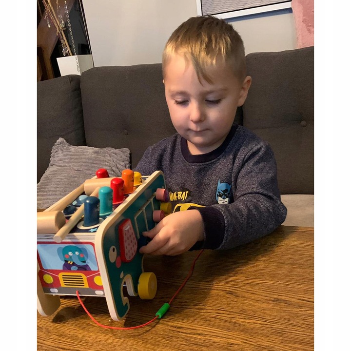 Drewniana Kostka Edukacyjna Słoń Wbijak Młotek Zabawka Prezent dla Dzieci