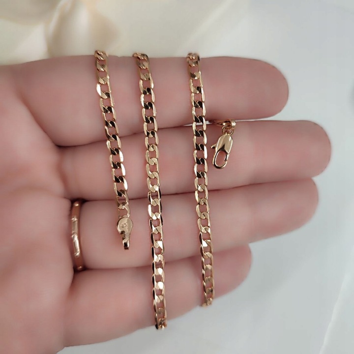 60 cm Łańcuszek złoty stal chirurgiczna damski pancerka męski 3,5 mm