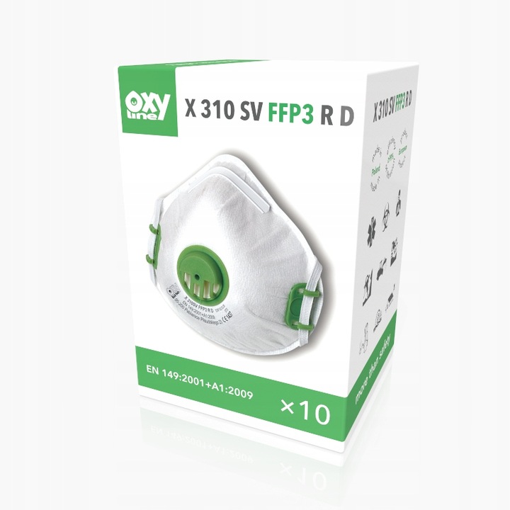 10x Półmaska maska maseczka wielorazowa zaworkiem FFP3 X 310 SV R D P3