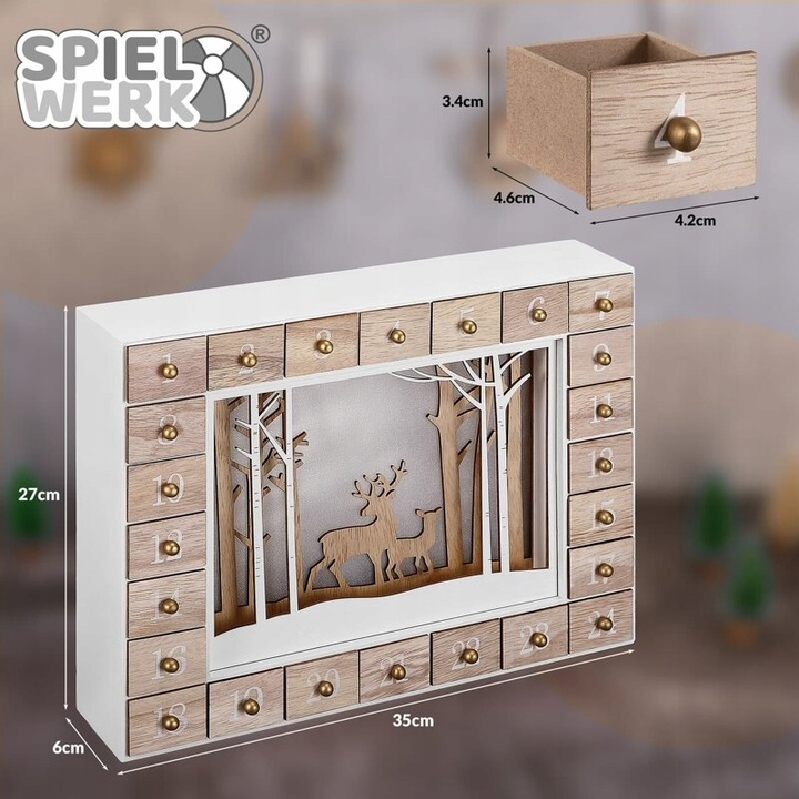 KALENDARZ DREWNIANY ADWENTOWY KRAJOBRAZ LED