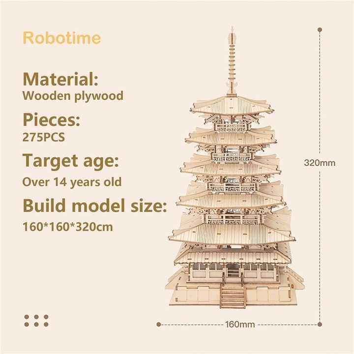 DREWNIANE PUZZLE 3D MODEL DO SKLEJANIA AZJATYCKA PAGODA