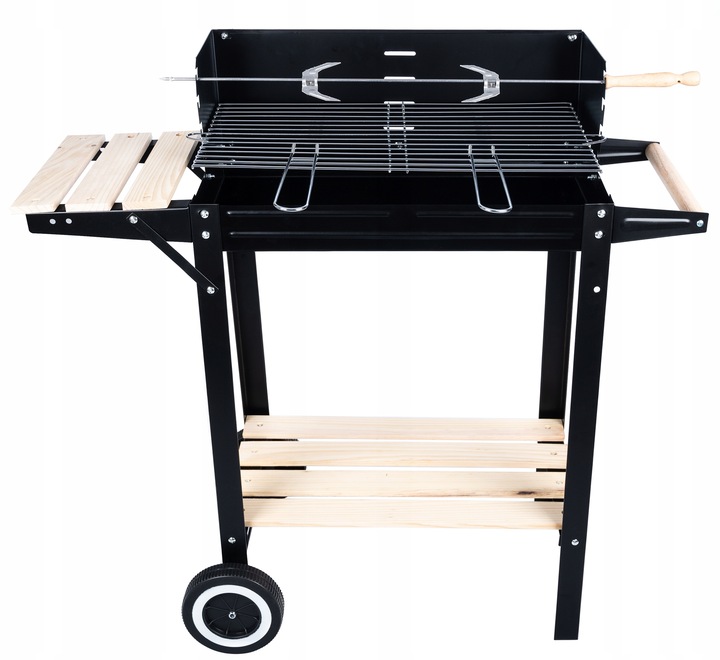 GRILL ogrodowy Węglowy na kołach DUŻY Rożen PÓŁKI Gril Regulacja Rusztu