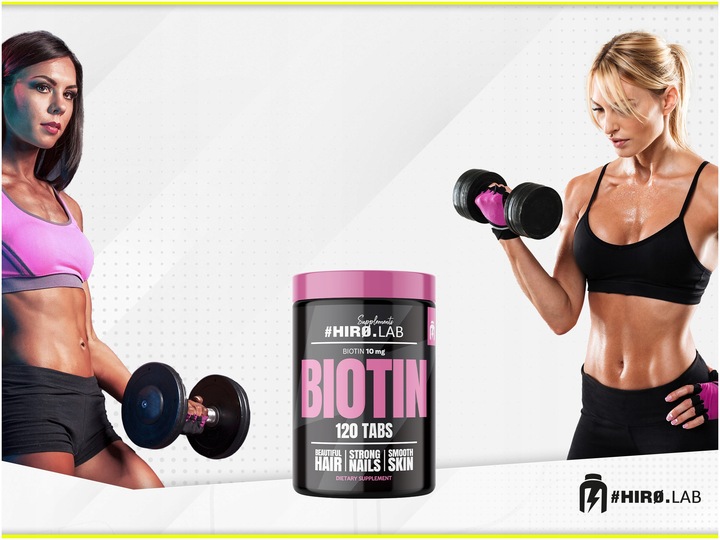 BIOTYNA NA WŁOSY PAZNOKCIE SKÓRA 120 TABLETEK 10 000 mcg WITAMINA B7 hiro