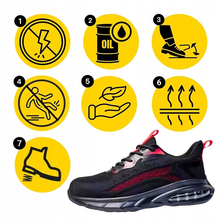 Buty robocze męskie PÓŁBUTY ROBOCZE sportowe Oddychające z NOSKIEM S1 BHP