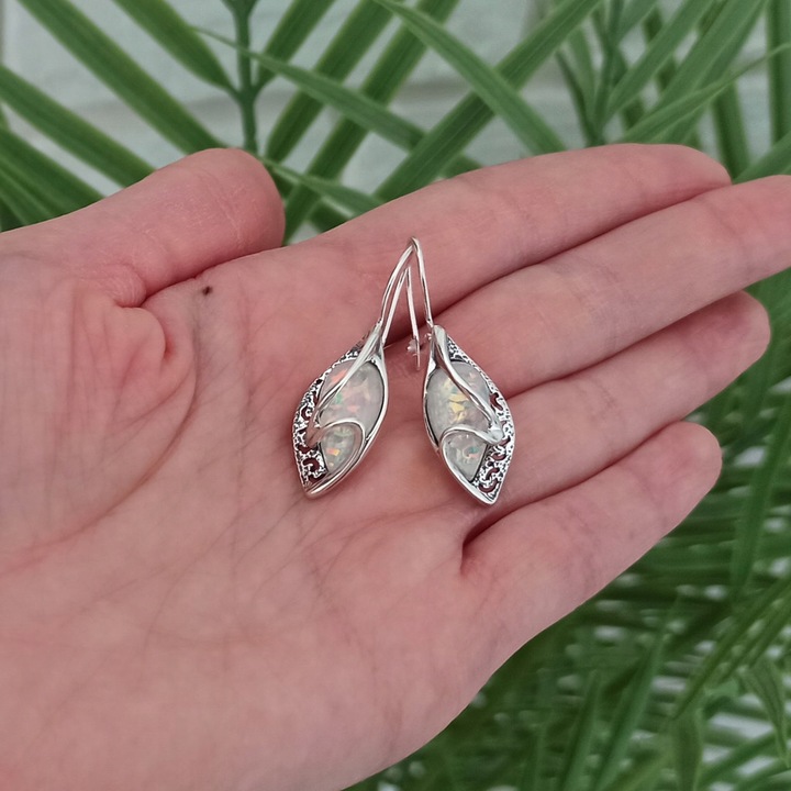 Kolczyki srebrne z opalem bigiel opal AB srebro 925