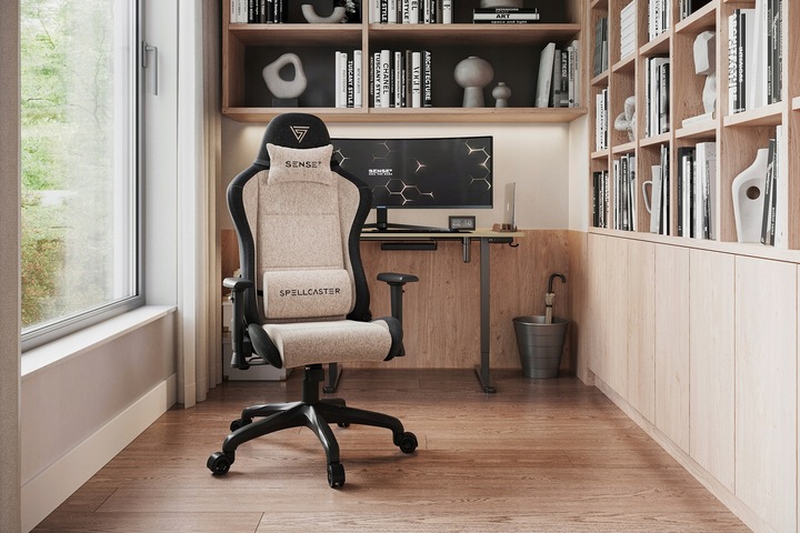 Fotel Gamingowy Materiałowy Obrotowy Biurowy Krzesło Gracza Kubełek Sense7