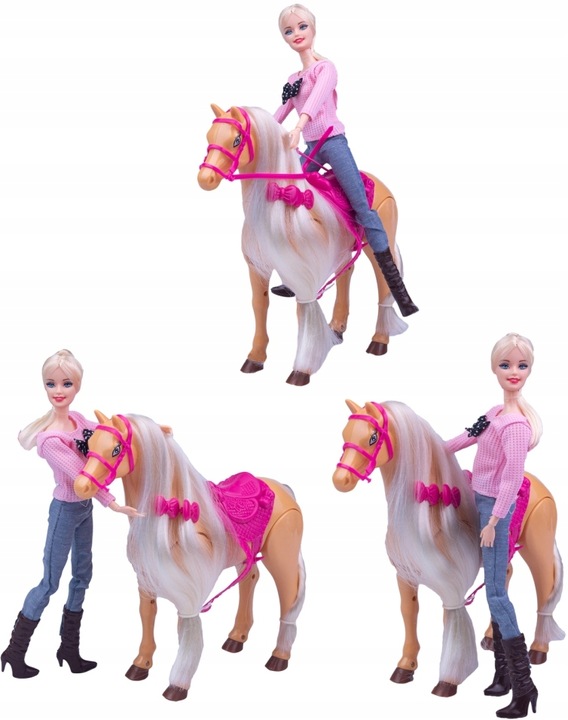 Lalka z koniem dla dziewczynek CHODZI DŹWIĘK długa grzywa do czesania