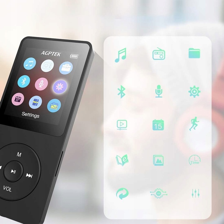 ODTWARZACZ MUZYCZNY MP3 RADIO MINI DYKTAFON + SŁUCHAWKI 16GB PRZENOŚNY