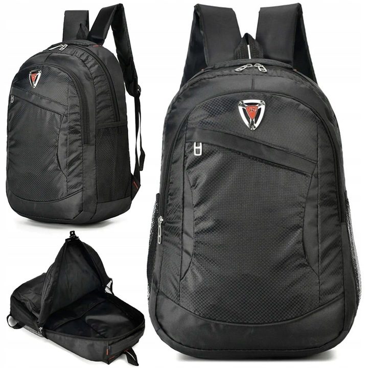 Plecak męski do pracy na laptopa szkolny młodzieżowy pojemny czarny solidny