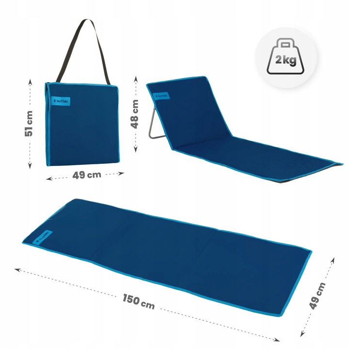 MATA PLAŻOWA Z OPARCIEM SKŁADANA REGULOWANY LEŻAK PLAŻOWY OUTTEC