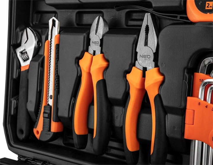 NEO ZESTAW NARZĘDZI KLUCZE NASADOWE 60 SZTUK TORX IMBUS MŁOTEK SZCZYPCE NÓŻ