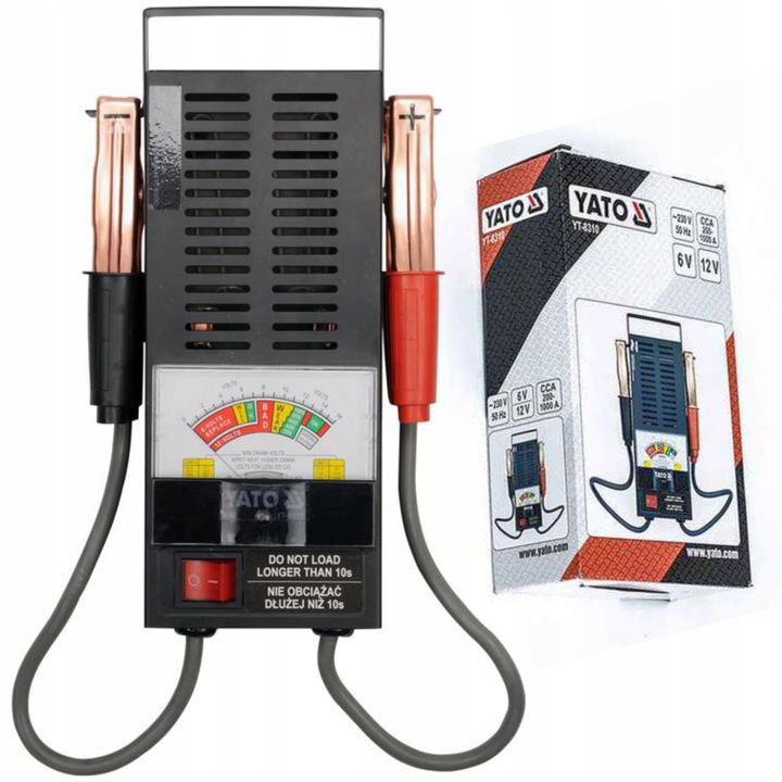 YATO TESTER AKUMULATORÓW MIERNIK ANALOGOWY 6V 12V 200 -1000A YT-8310