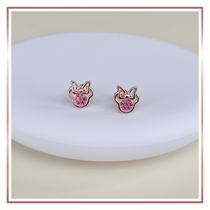 Srebrne kolczyki MYSZKA MINNIE ROSE S925