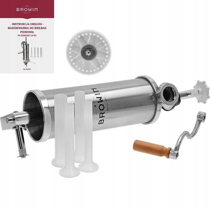 PIONOWA NADZIEWARKA DO KIEŁBAS BROWIN STAL NIERDZEWNA 311007 4 lejki 2,5 kg