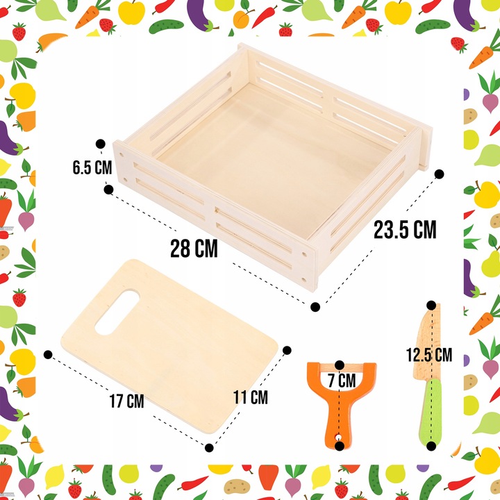 ZESTAW XXL DREWNIANE WARZYWA OWOCE DO KROJENIA NA MAGNES PREZENT DLA DZIECI