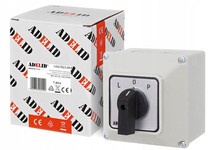 ŁĄCZNIK KRZYWKOWY L-0-P 32A 3P LEWO PRAWO W OBUDOWIE 110x110 3F IP65