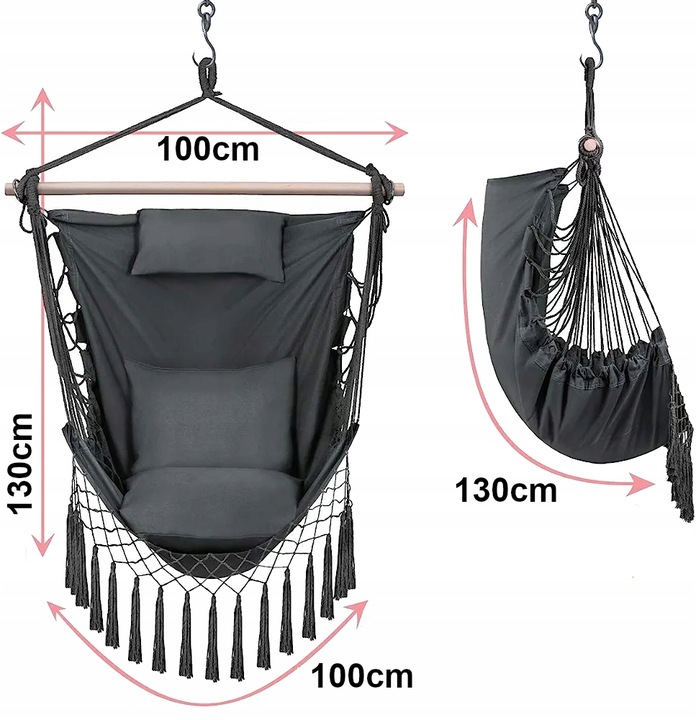 HAMAK HUŚTAWKA KRZESŁO BRAZYLIJSKIE FOTEL WISZĄCY XXL OGRODOWY BUJANY 150KG