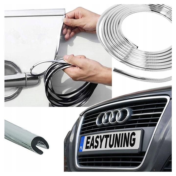 PROFIL OSŁONA KRAWĘDZI DRZWI RANTU TUNINGOWA LISTWA OZDOBNA NA GRILL CHROM