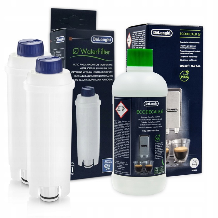 2x Filtr Do Ekspresu Delonghi DLSC002 + Odkamieniacz EcoDecalk 500ml