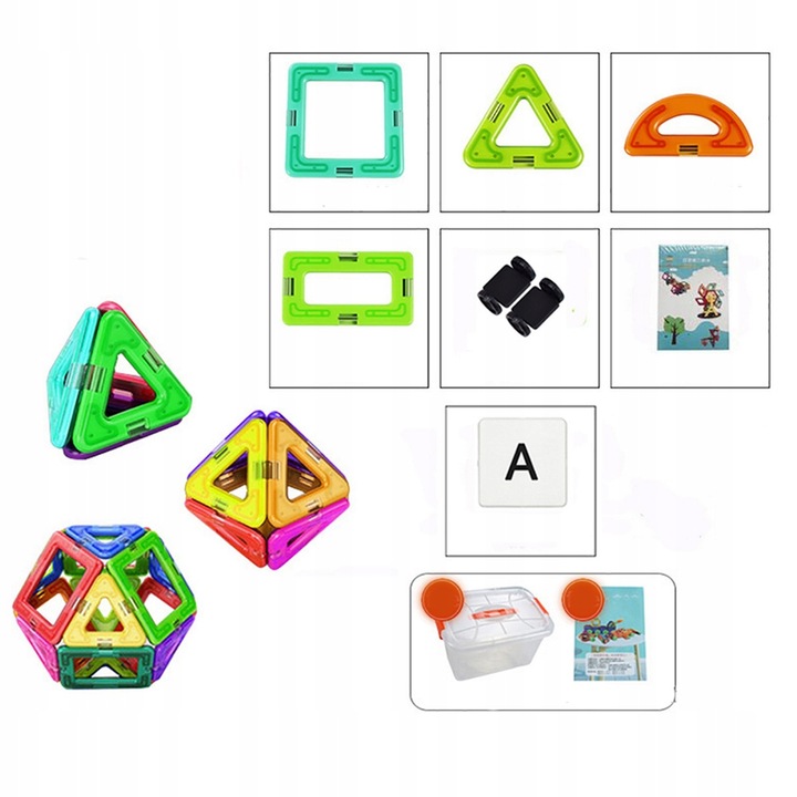 MAGNETYCZNE KLOCKI KONSTRUKCYJNE, ZESTAW 105 PŁYTEK MAGNETYCZNYCH, PREZENT