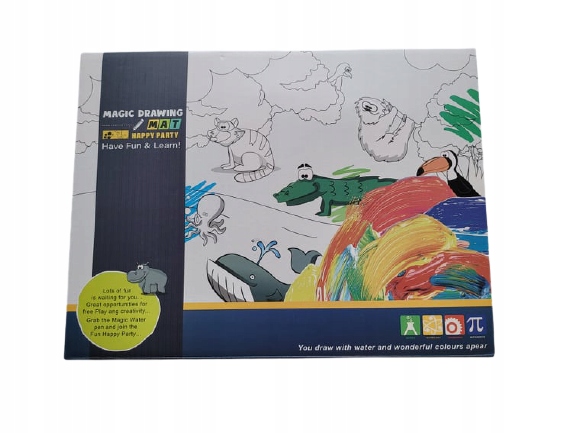 MATA WODNA DO MALOWANIA WODA DLA DZIECI Pieczatki 22 ele DUZA 100x80cm XXL