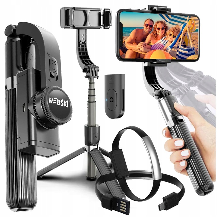 Gimbal Bezprzewodowy stabilizator obrazu do telefonu kamery z tripodem