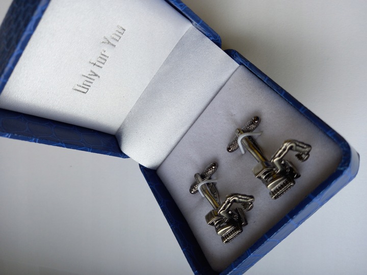 Tytanowe spinki do mankietów Koparka Buldożer