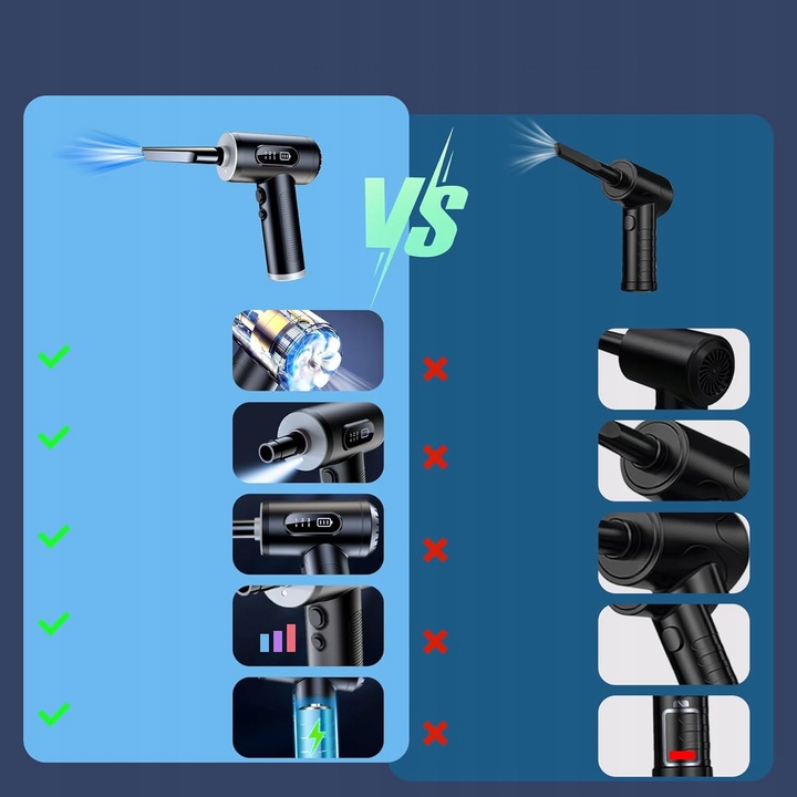 ODKURZACZ RĘCZNY SAMOCHODOWY BEZPRZEWODOWY DO AUTA DOMU 2W1 DMUCHAWA