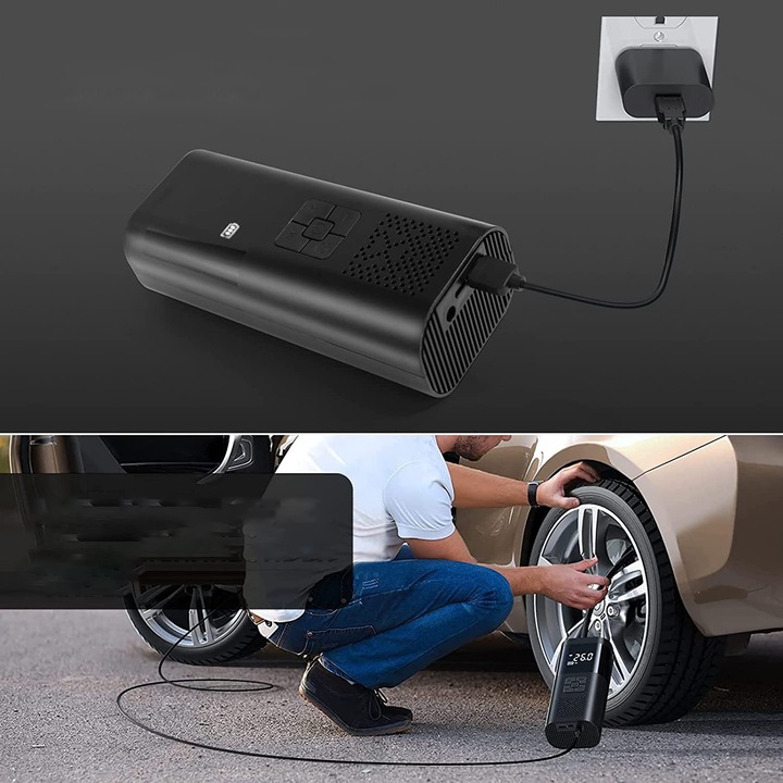 KOMPRESOR SAMOCHODOWY POMPKA DO ROWERU AKUMULATOR 6000 MAH