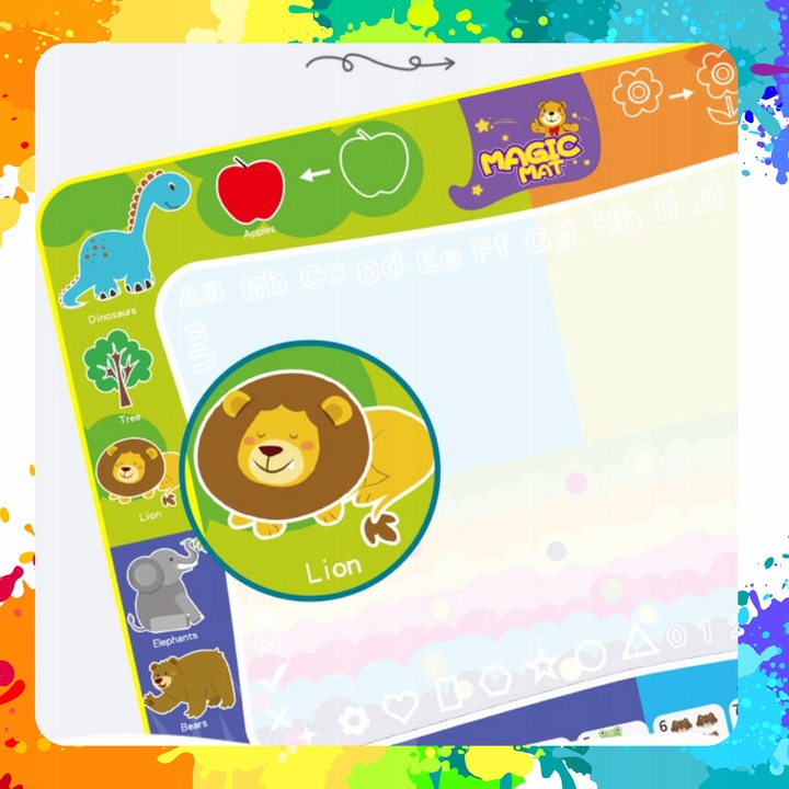 MATA WODNA DO MALOWANIA RYSOWANIA 120x90 PIECZĄTKI FORMY PISAKI ZESTAW XXL