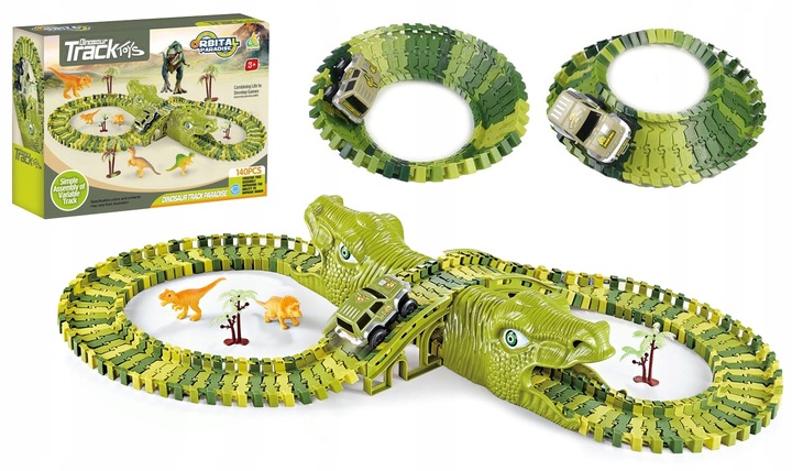 Tor Wyścigowy Park Dinozaurów Segmentowa Budowa XL 140 el. Akcesoria 210cm