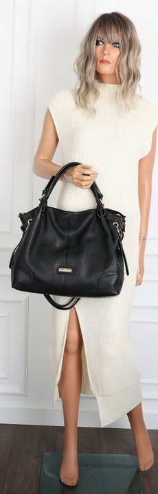 Torebka Damska shopperka A4 worek pojemna listonoszka modna CH3321 Czarna