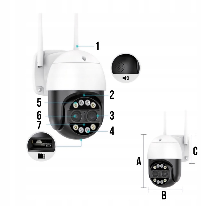 Kamera Zewnętrzna WiFi Obrotowa Dwa Obiektywy 2x4MP