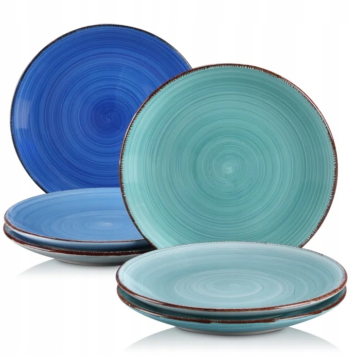 Serwis obiadowy na 6 osób zestaw talerzy ceramicznych AZURE AURA 6 os 18 el