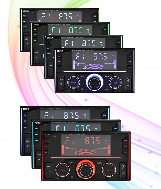Radio Samochodowe Bluetooth 2-DIN USB SD MP3 RDS LCD AUX Pilot RGB Mikrofon