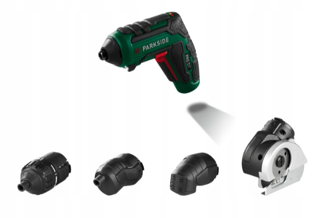 PARKSIDE Wkrętarka akumulatorowa + zestaw nasadek 4w1 i akcesoria PAS D7
