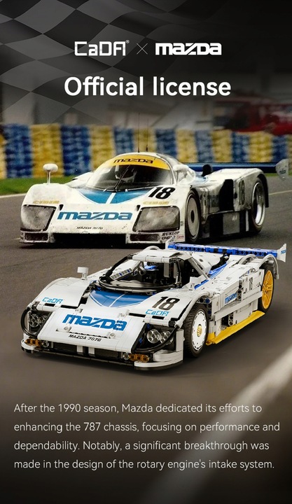 KLOCKI CADA MAZDA 787B AUTO SPORTOWE 50 CM 1:10 WYŚCIGÓWKA 1797 ELEMENTÓW