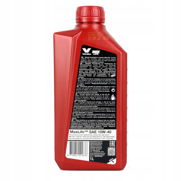 OLEJ VALVOLINE 10W-40 MAXLIFE 1L