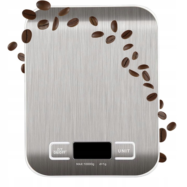 ELEKTRONICZNA PRECYZYJNA WAGA KUCHENNA DO 10KG SREBRNA LCD +BATERIE GRATIS