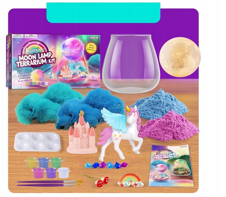 Jednorożec Zestaw Kreatywny Dziewczynki Lampka Nocna Piasek Kinetyczny DIY