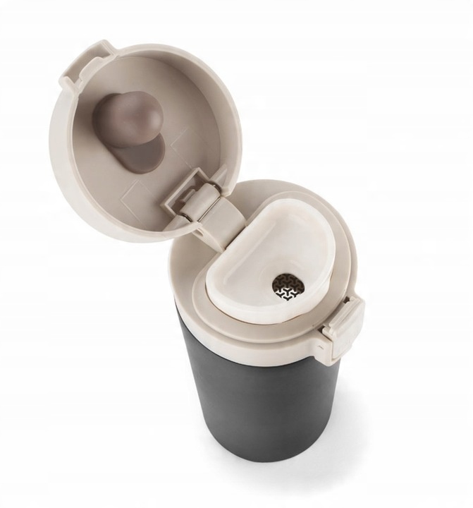 KUBEK TERMICZNY STAR 350 ML CZARNY z blokadą i sitkiem do herbaty