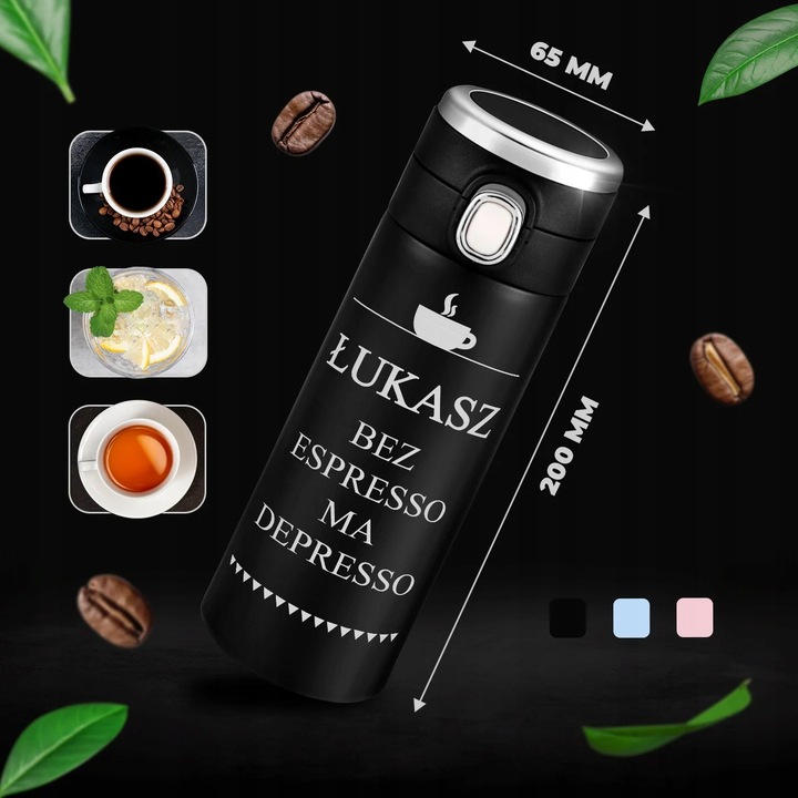 Kubek Termiczny z Grawerem Termos z Wyświetlaczem do Kawy Samochodu 400ml