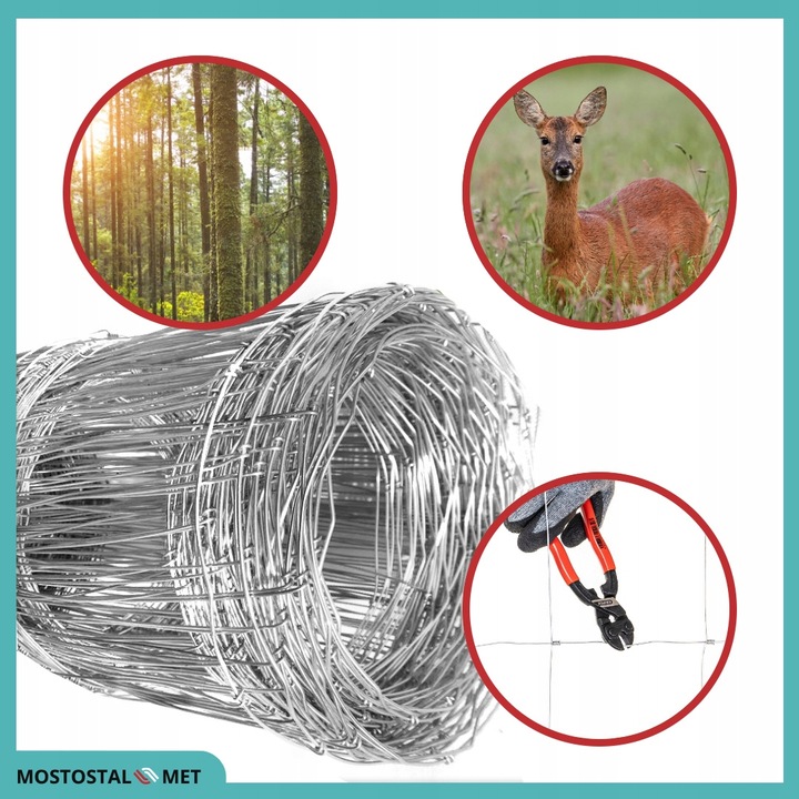 SIATKA LEŚNA ogrodzeniowa 180/19/10L 25mb oczka KWADRATY 10x10 GĘSTA gratis