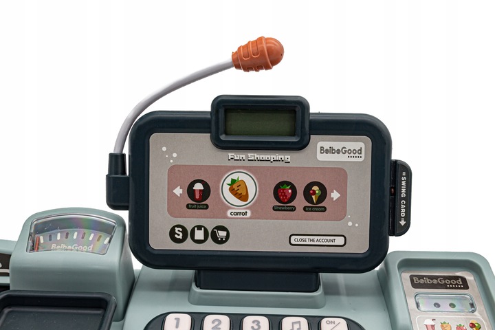 Edukacyjna Sklepowa Kasa Fiskalna Mikrofon Waga Koszyk Czytnik Kodów Monety