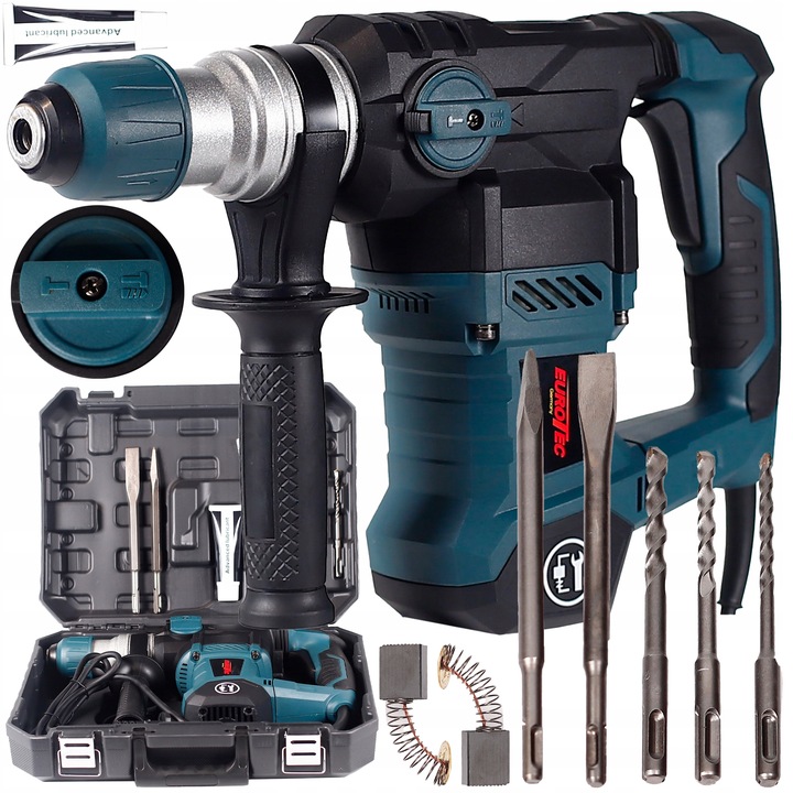 MŁOTOWIERTARKA MŁOT UDAROWY WIERTARKA SDS+ UDAR DŁUTA WIERTŁA +WALIZKA SMAR