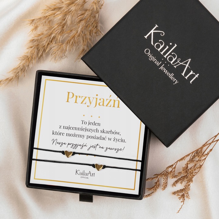 BRANSOLETKI BFF DLA 2 PRZYJACIÓŁEK ZŁOTE SERCE REGULOWANE STAL CHIRURGICZNA