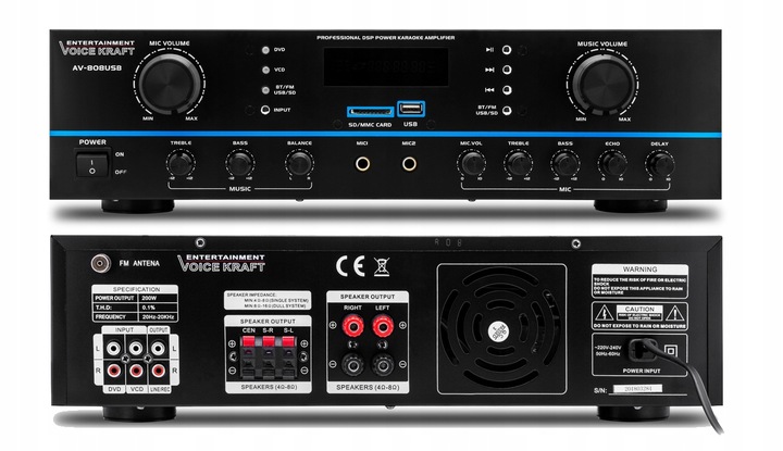 KOLUMNY ESTRADOWE 800W WZMACNIACZ BT USB 5 KANAŁÓW