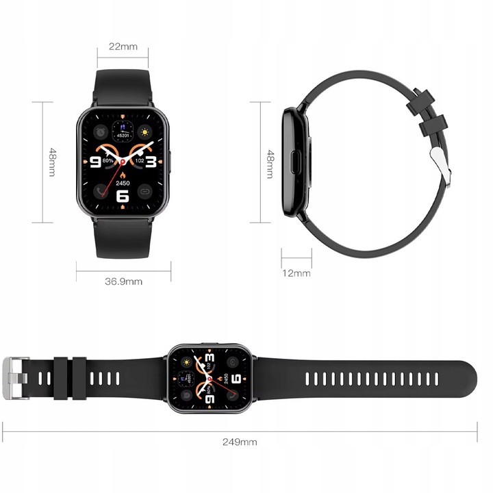 Smartwatch damski z funkcją rozmów i powiadomień puls kroki sen menu PL