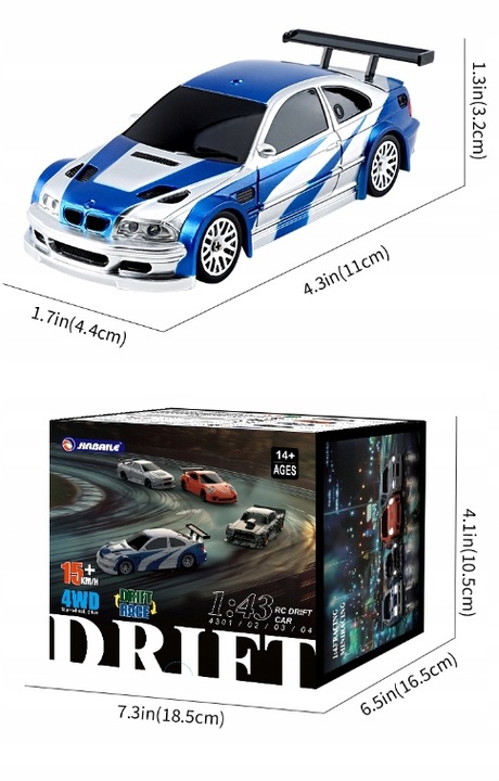 AUTO DO DRIFTU NA PILOTA BMW M3 E46 ZDALNIE STEROWANE DRIFT 1:43